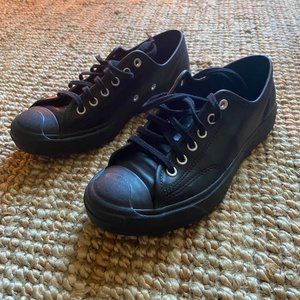 All Black Jack Purcell Leather Converse